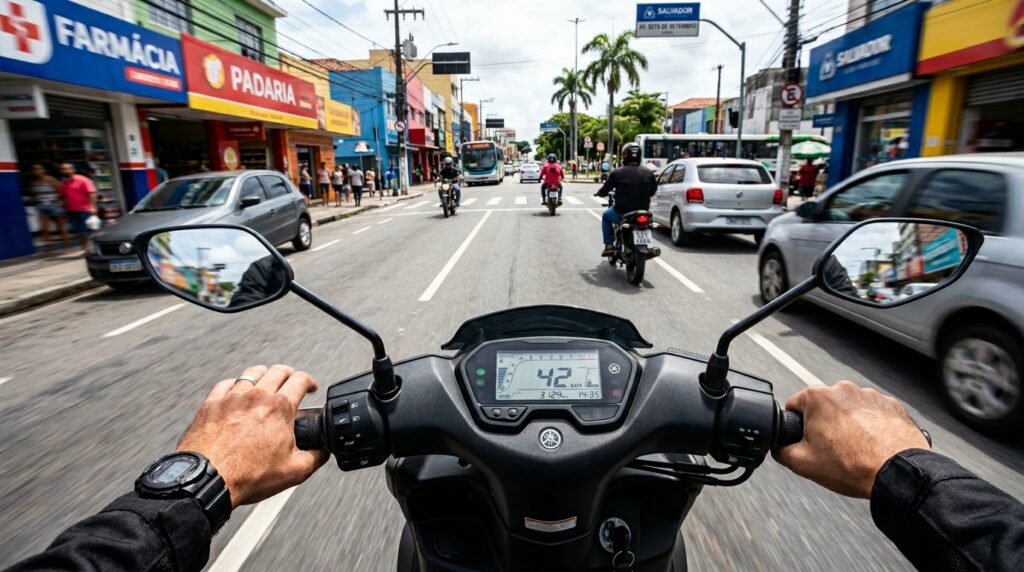 Yamaha Fluo 125 ABS, destacando o baixo consumo de combustível, os equipamentos de segurança e conforto, e o preço competitivo no segmento de scooters de entrada.