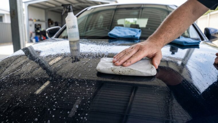 Descontaminação da pintura antes da aplicação de cera