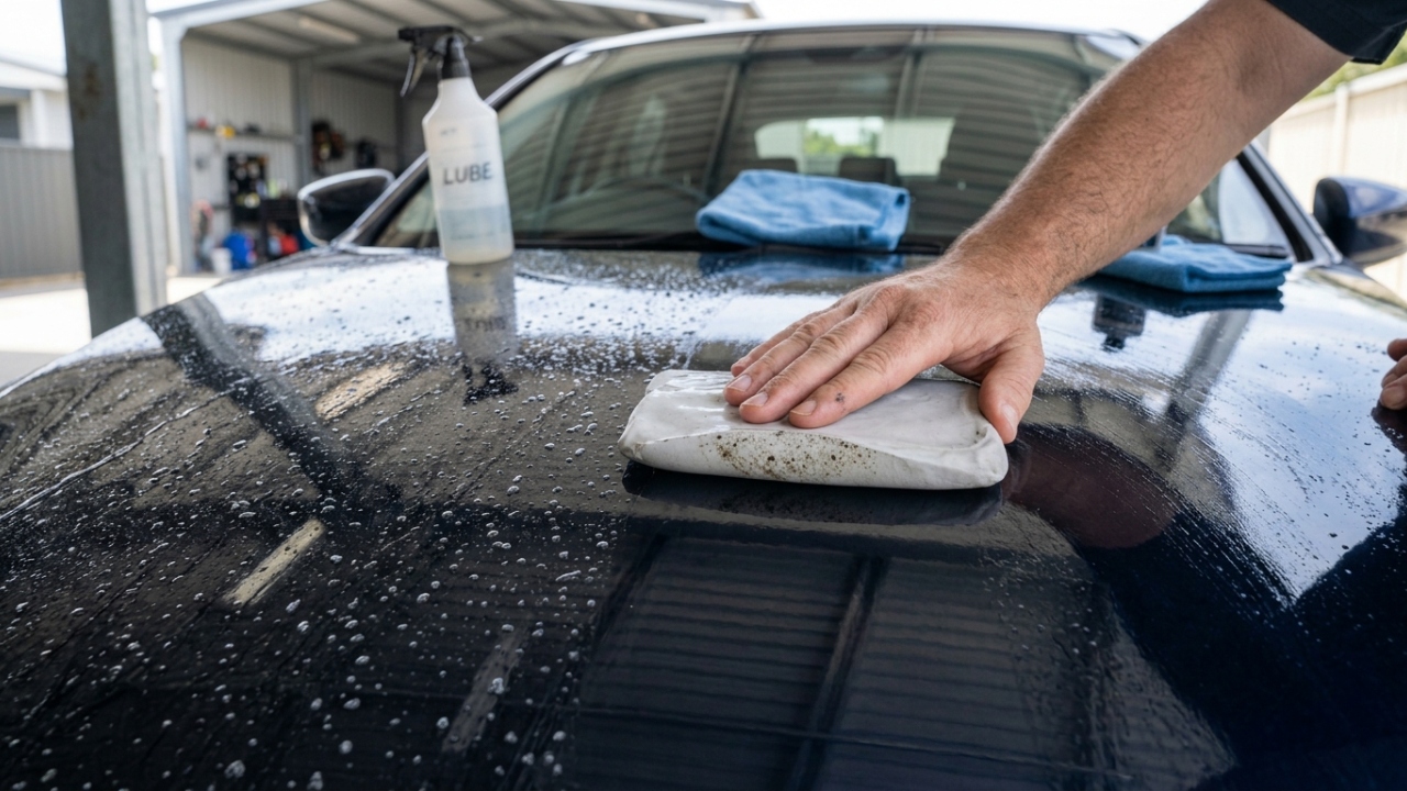 Descontaminação da pintura antes da aplicação de cera
