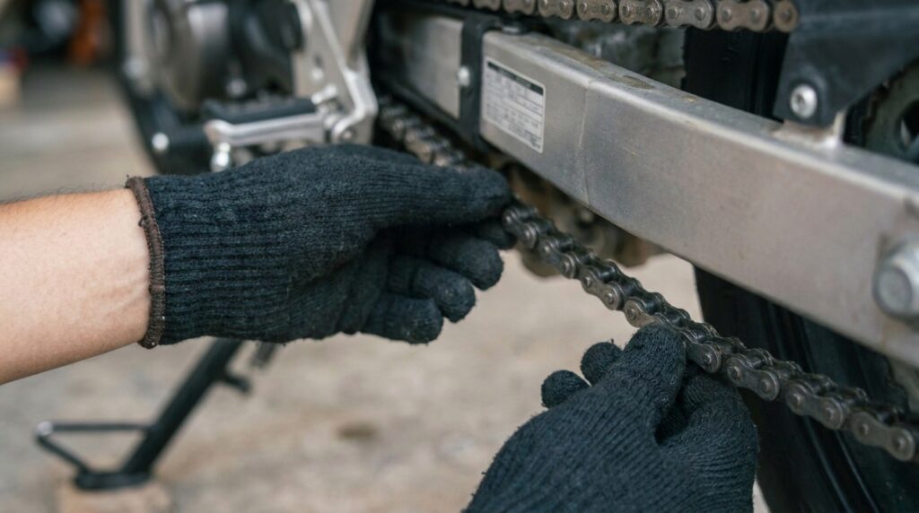 Corrente da moto: folga, limpeza e sinais de desgaste